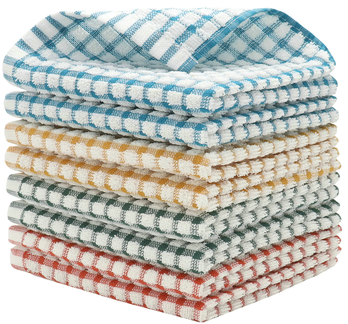 Cotton Dish Rags Dish Cloths For Washing Dishes,8Pack,11.8”x11.8”, MixColor