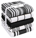 Cotton Clinic Assorted Kitchen Towels 5 Pack – Soft Absorbent Quick Drying Table & Kitchen Linen - Dish Towels, Dish Cloths, Tea Towels and Cleaning Towels with Hanging Loop – 16x28 / Grey White