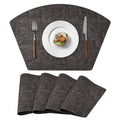 Round Table Placemats Set of 4, Faux Leather Wedge Shape Place Mats Heat Resistant Wipeable Washable Table Mats for Dining Outdoor Indoor, Green