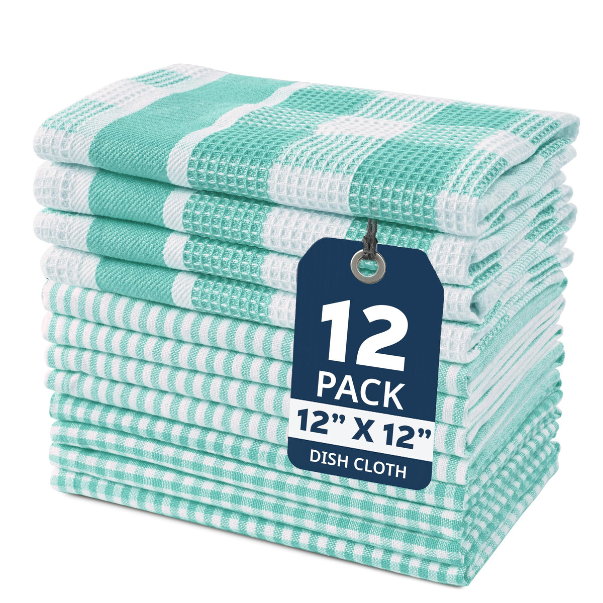 LANE LINEN 100% Cotton Kitchen Dish Cloths, Ultra Soft Absorbent Quick Drying Dish Towels, Multiweave Wash Cloths Dish Towel Sets, 13x28 Inches, 4 Pack - Grey