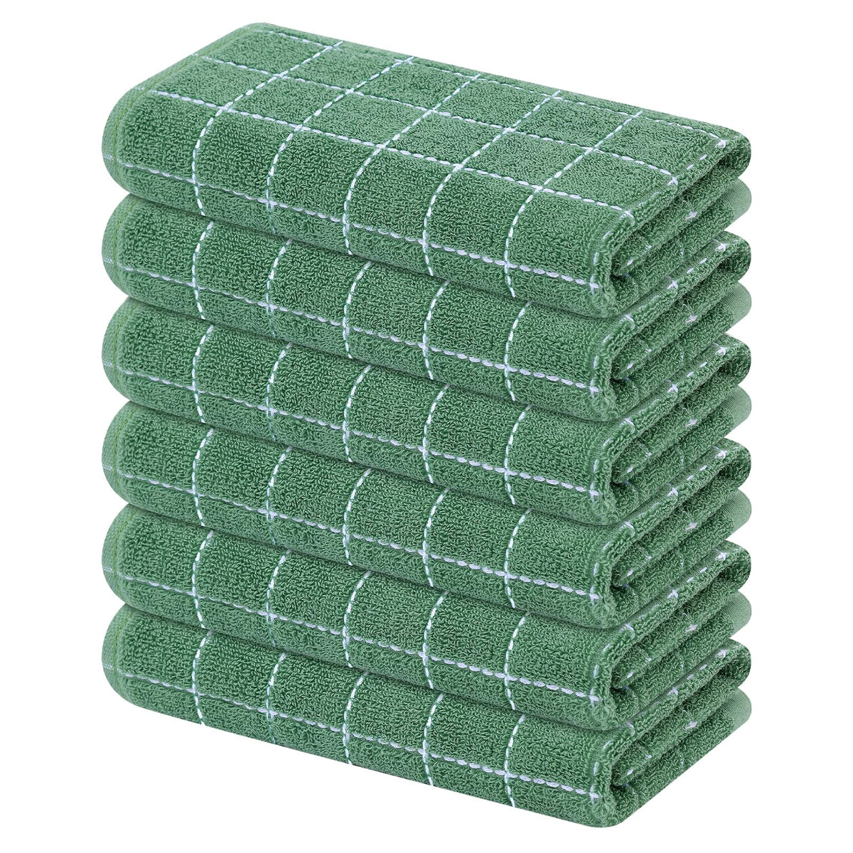Mordimy Cotton Terry Checkered Kitchen Towels, 16"x 26", 4 Pack, Tan