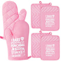 6Pcs Funny Oven Mitts Pot Holders Baking Gift, I Am The Secret Ingredient Resistant Hot Pad Machine Washable Gloves with Hanging Pocket Potholder for Friend Women Gift for Love Kitchen Cooking