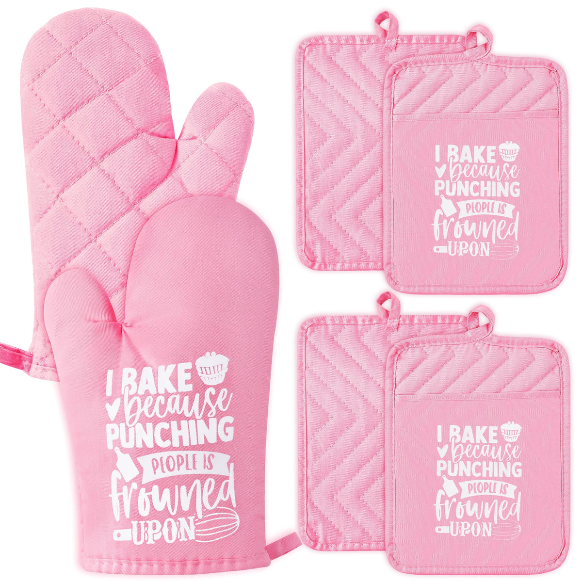 6Pcs Funny Oven Mitts Pot Holders Baking Gift, I Am The Secret Ingredient Resistant Hot Pad Machine Washable Gloves with Hanging Pocket Potholder for Friend Women Gift for Love Kitchen Cooking