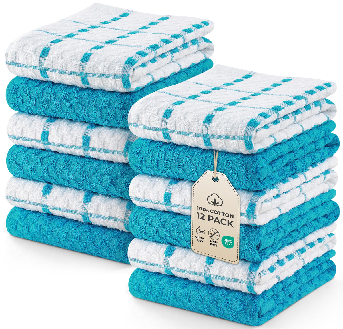 Utopia Kitchen Towels 12 Pack 15x25 Inch 100% Cotton Popcorn Terry
