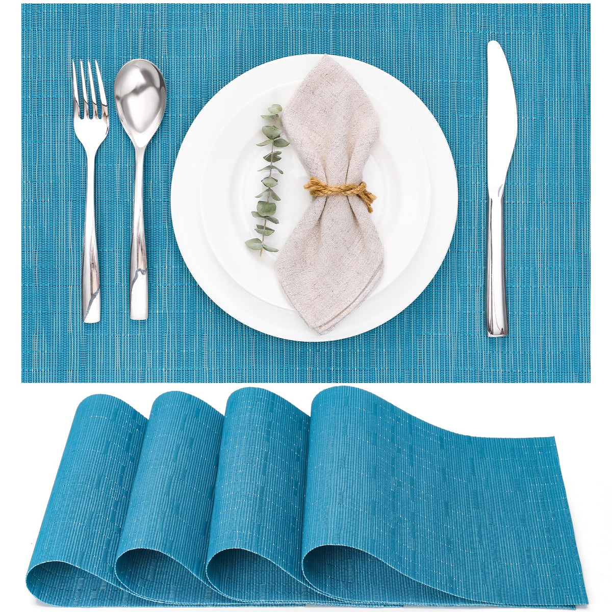Myir JUN Black Placemats Set of 8 Kitchen and Dining Table Placemats