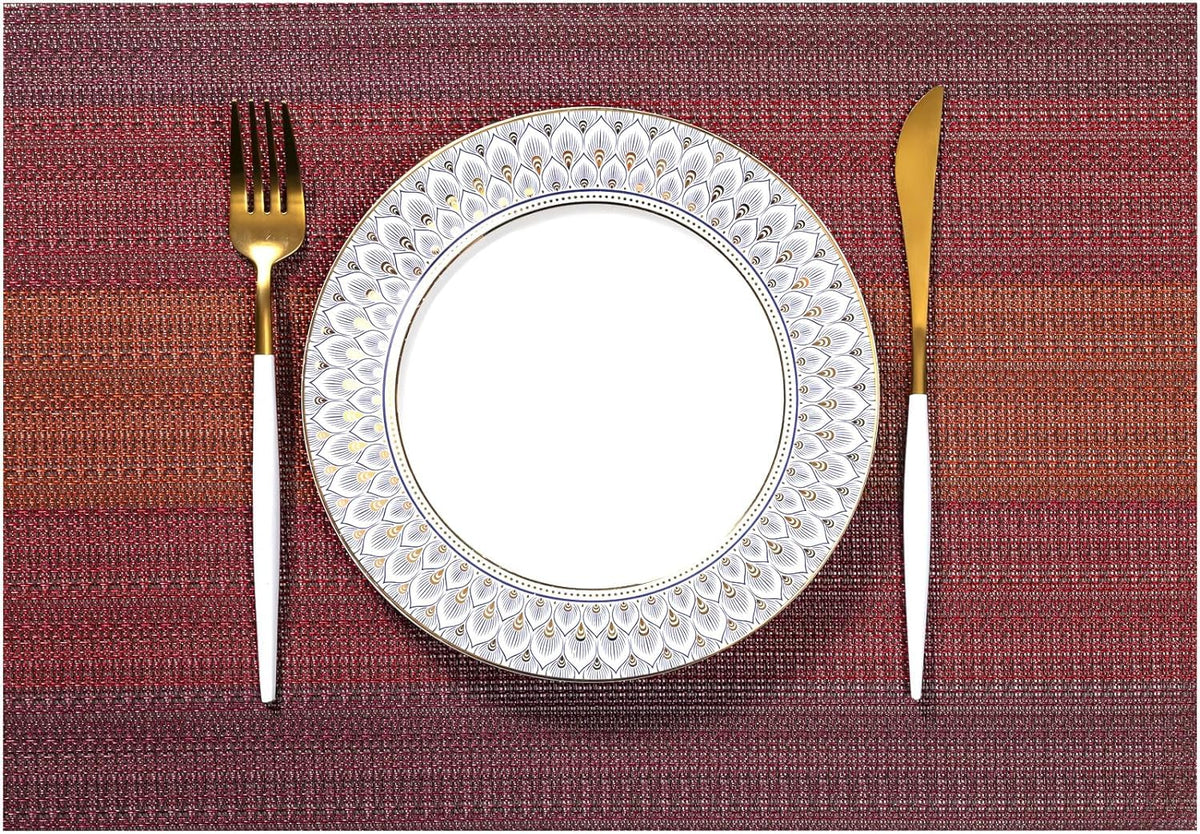 LEXMORE Placemats Set of 4 Vinyl/Plastic Woven Place Mats for Kitchen Table Indoor/Outdoor Washable Placemat Wipeable Dining Table Mats(Navy Blue)