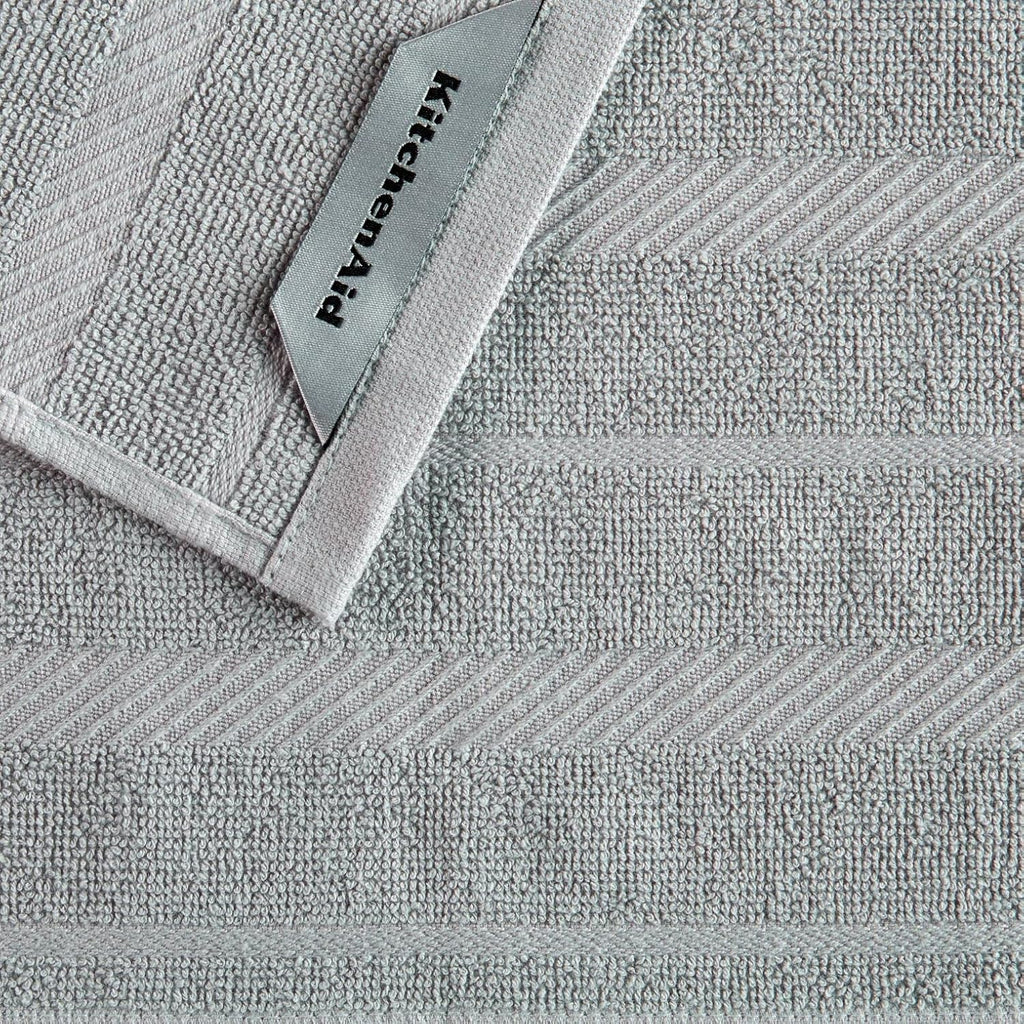 KitchenAid Albany Dishcloth 8 Pack Set, Matte Grey/White, 12"x12"