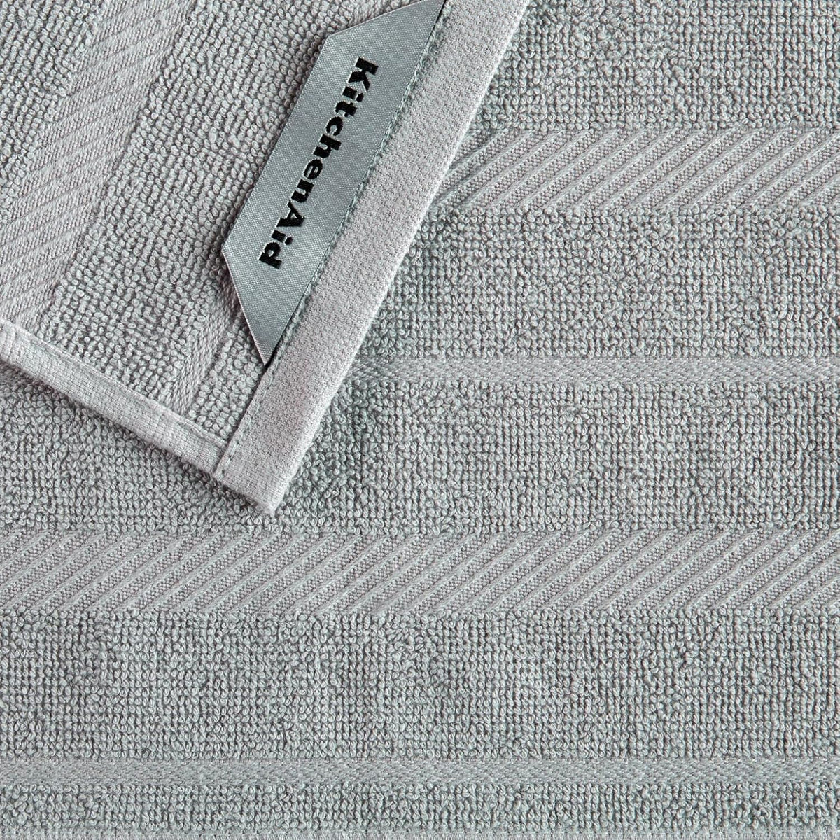 KitchenAid Albany Dishcloth 8 Pack Set, Matte Grey/White, 12"x12"