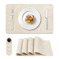 NCUE Vinyl Placemats Set of 6, 17"x12" Wipeable Place Mats with Coasters