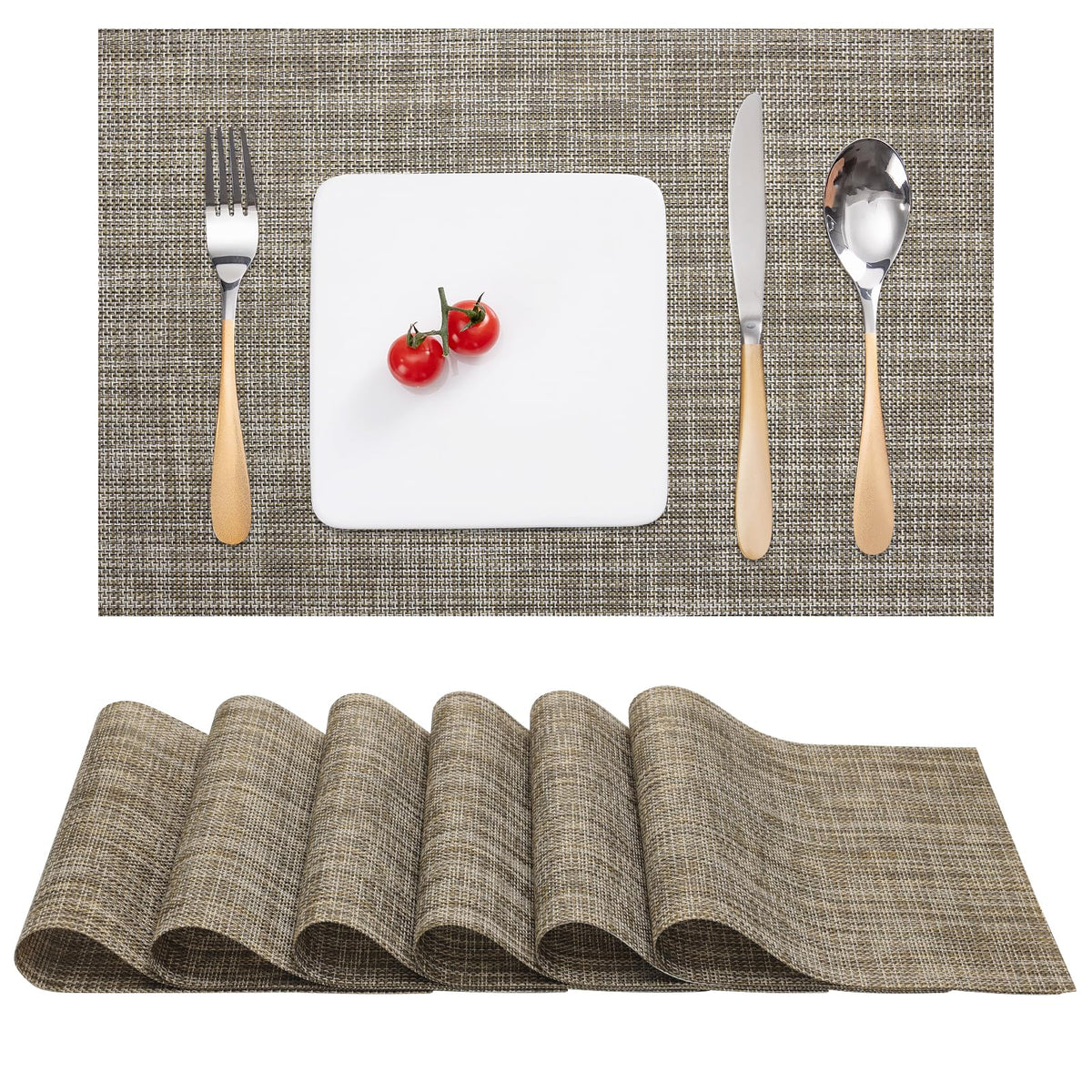 Myir JUN Black Placemats Set of 8 Kitchen and Dining Table Placemats