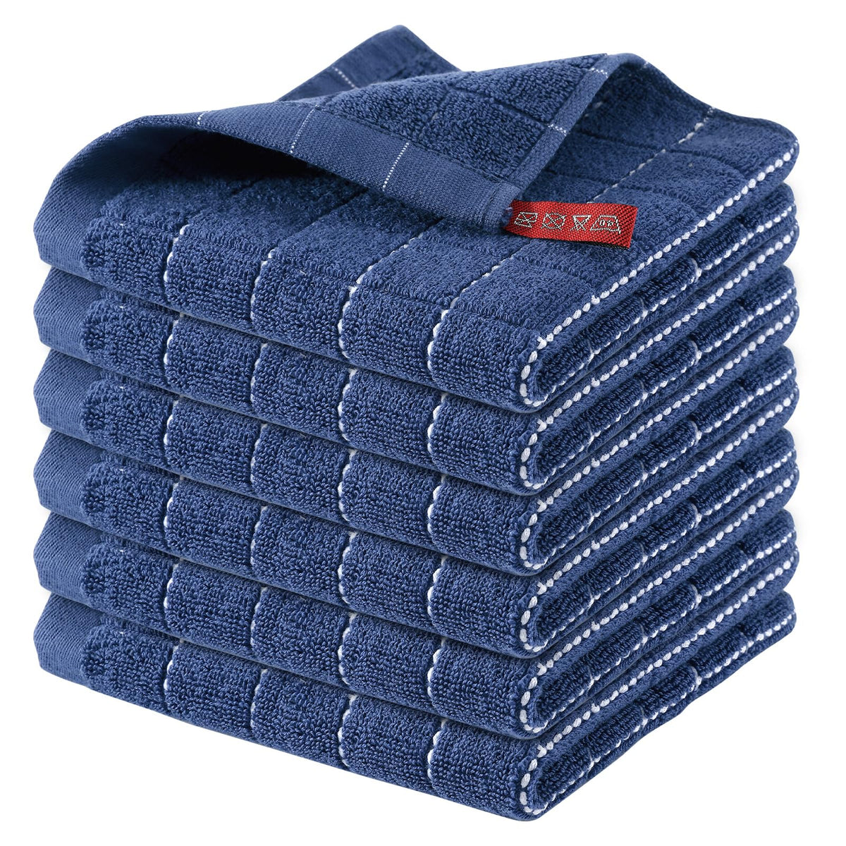 Homaxy 100% Cotton Terry Kitchen Towels, 4 Pack, Black