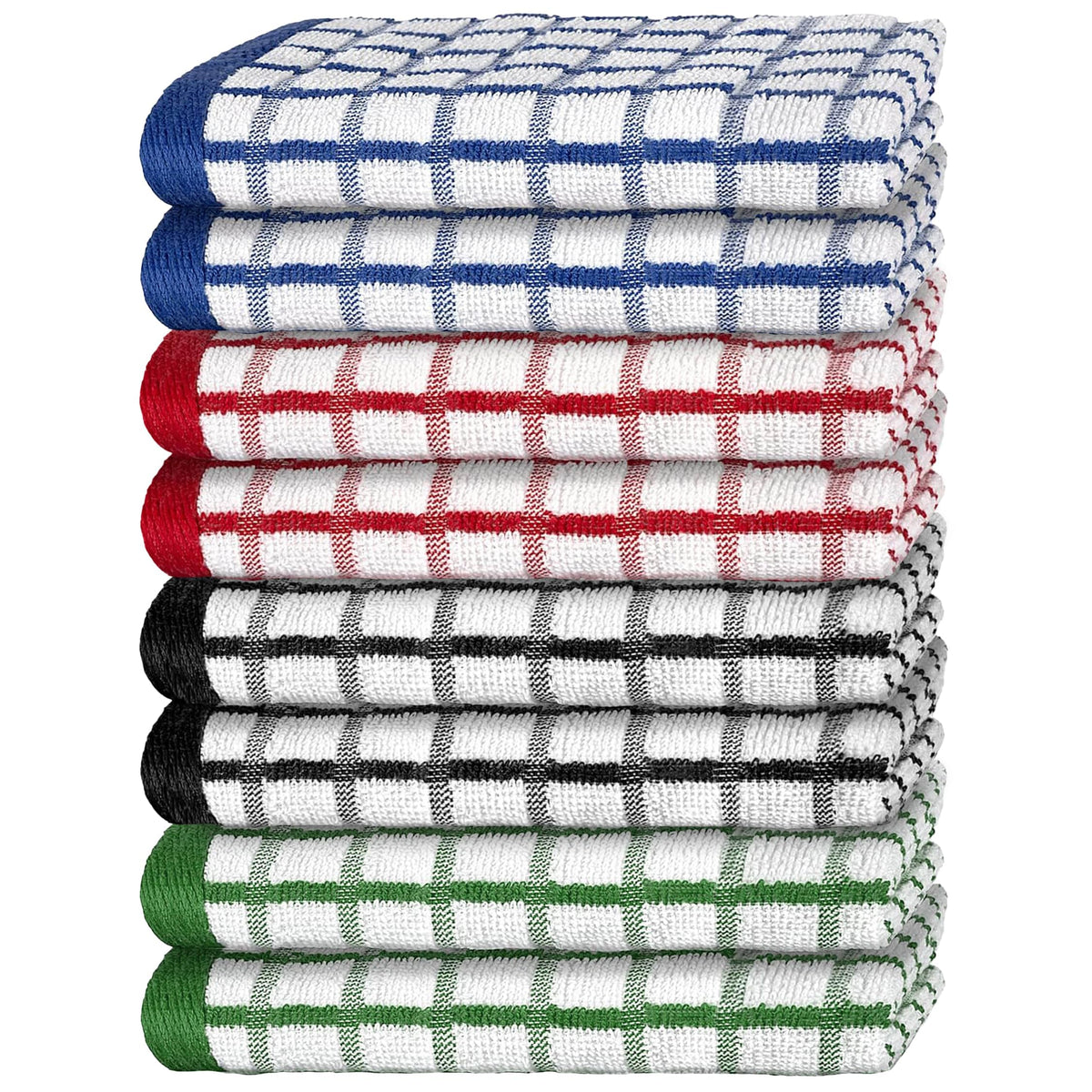 Premium Dish Towels for Kitchen, 8 Pack, 16x26 - 100% Cotton Kitchen Towels with Hanging Loop, Ultra Absorbent and Thick 410 GSM, Multicolor