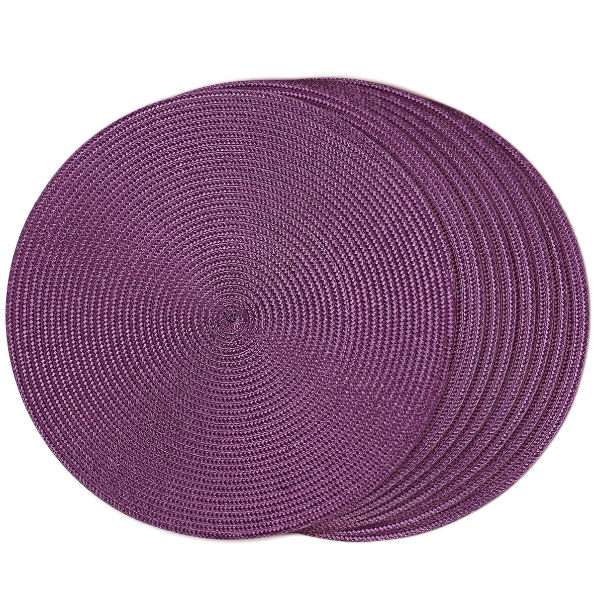 FunWheat Round Braided Placemats Set of 6 Table Mats for Dining Tables Woven Washable Non-Slip Place mats 15 in(Blue, 6pcs)