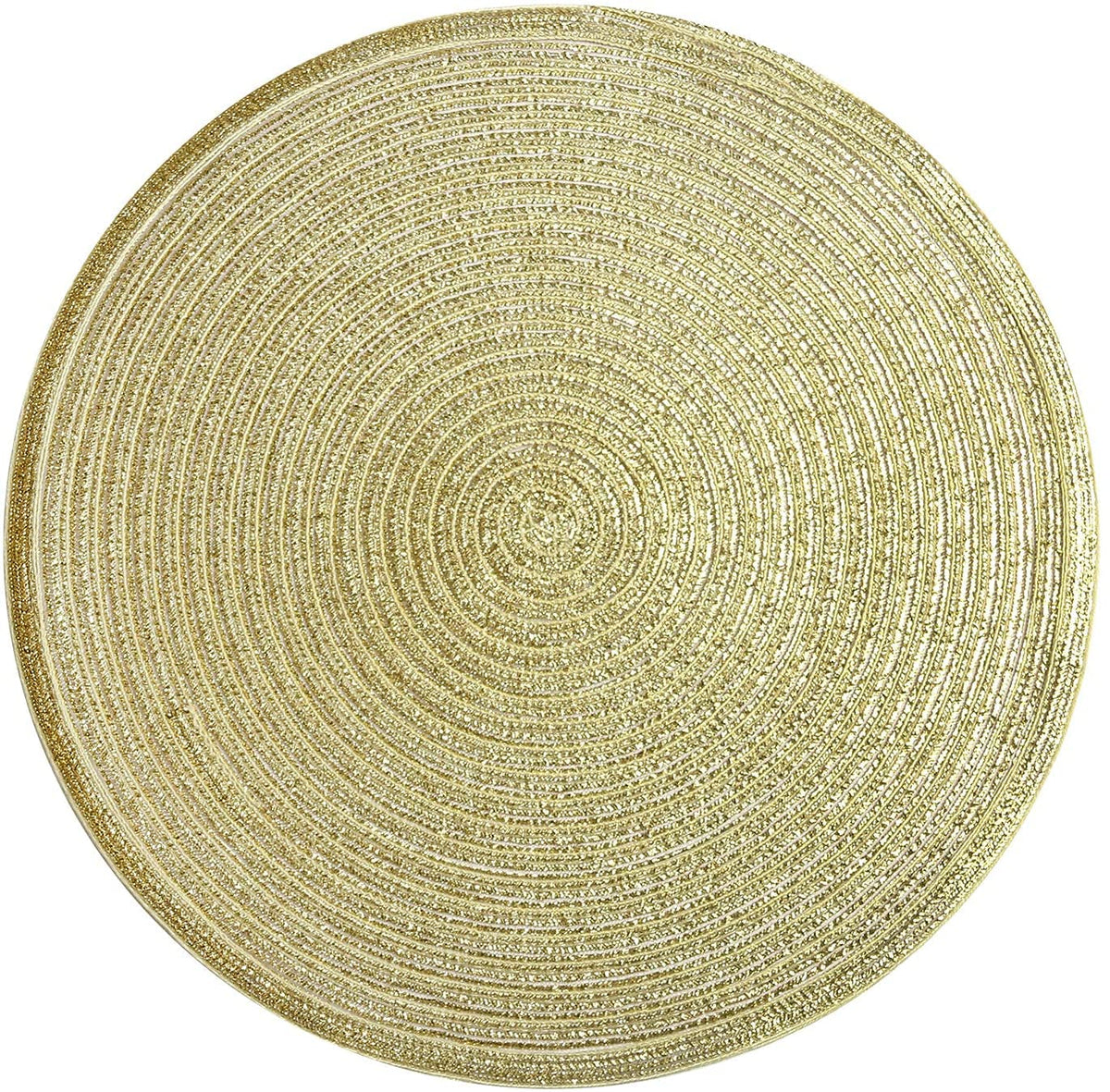 SHACOS Round Braided Placemats Set of 4 Washable Place Mats for Dining Tables 15 inch Non Slip Kitchen Table Mats (Beige, 4)