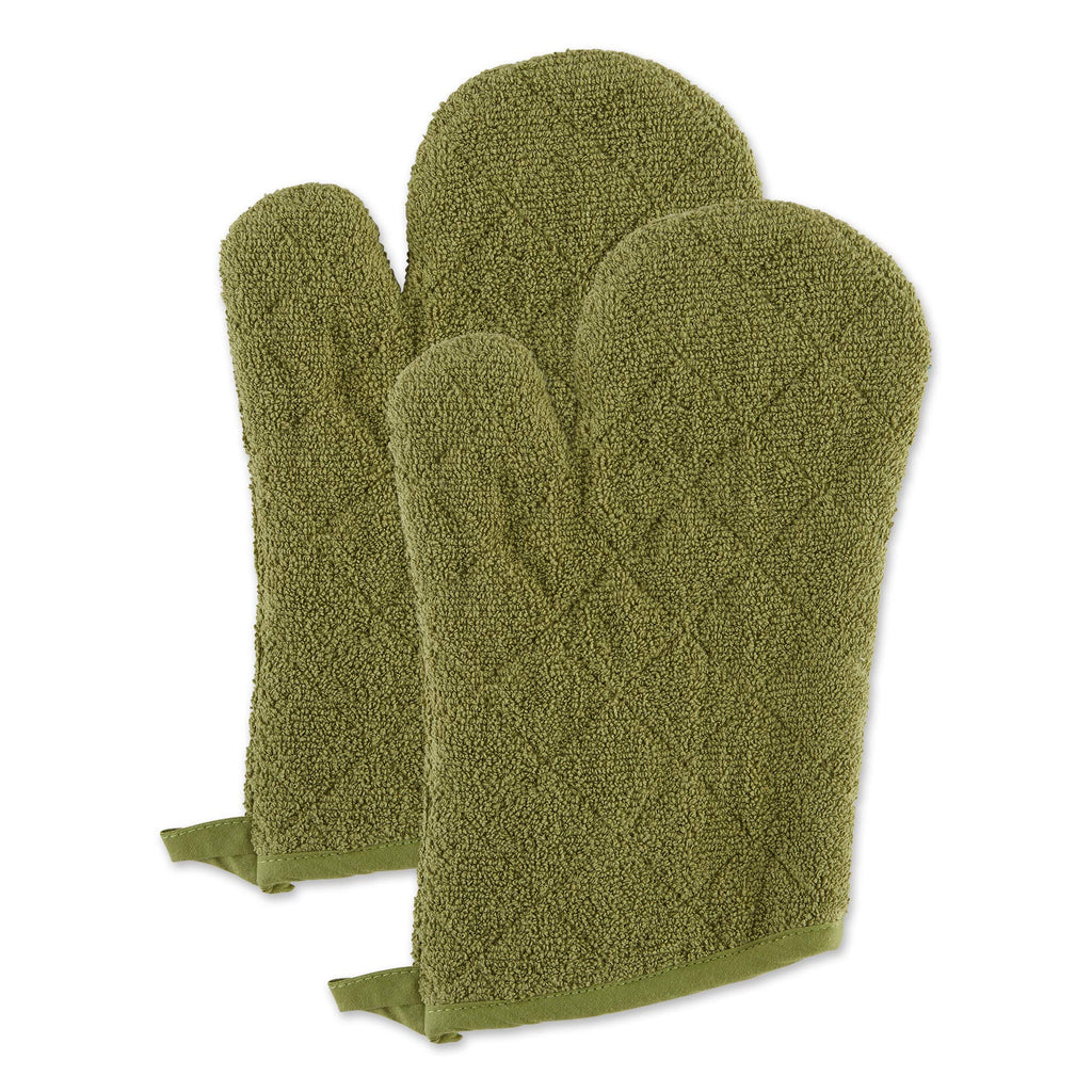 DII Basic Terry Collection 100% Cotton Quilted, Oven Mitt, Sage, 2 Piece