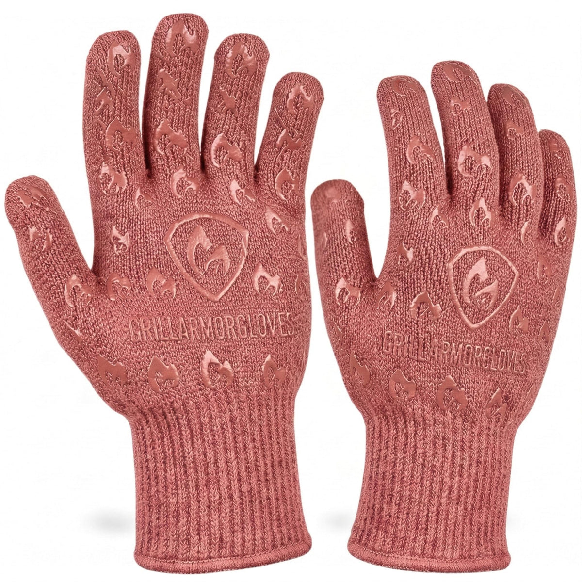 Oven Gloves with Fingers - 932°F Extreme Heat Proof and Cut Resistant Mitts for Kitchen, BBQ, Grill, Baking, Fire Pit - EN407 Certified with Non-Slip Silicone Grip and Cotton Lined for Comfort