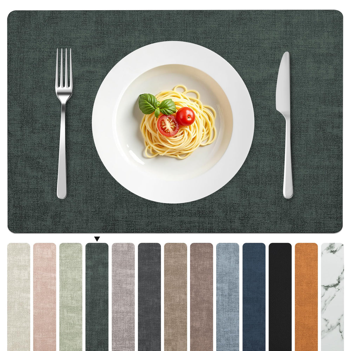 FROMHEART Faux Leather PU Placemats Set of 6 (Light Blue,11.8" x 17")