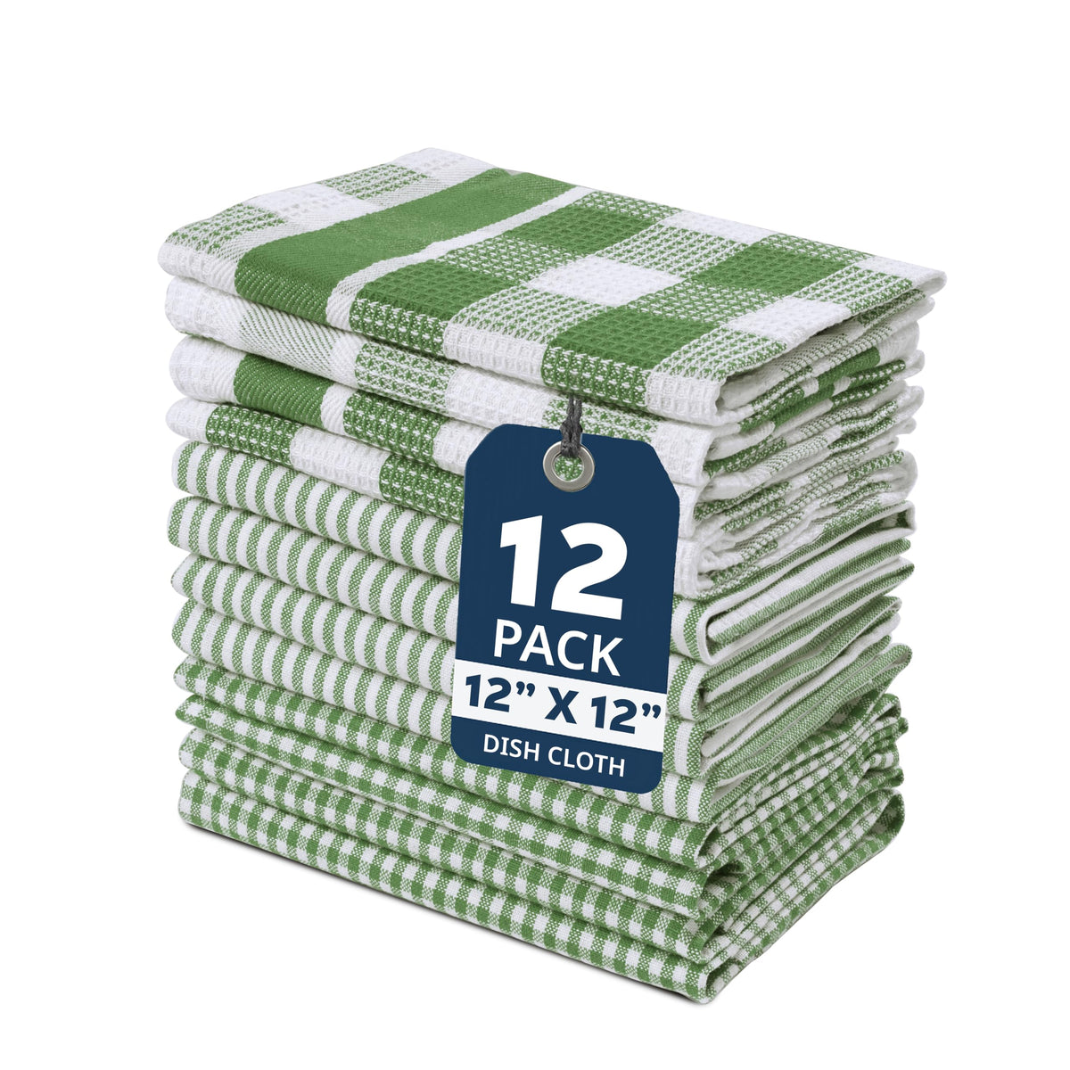 LANE LINEN 100% Cotton Kitchen Dish Cloths, Ultra Soft Absorbent Quick Drying Dish Towels, Multiweave Wash Cloths Dish Towel Sets, 13x28 Inches, 4 Pack - Grey