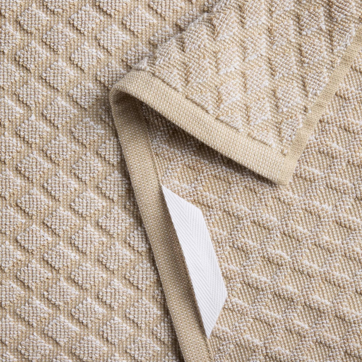 Martha Stewart Honeycomb Chambray Textured Kitchen Towel 4-Pack Set, 100% Cotton with Absorbent Terrycloth, Decorative Kitchen Towels, Natural, 16"x28"