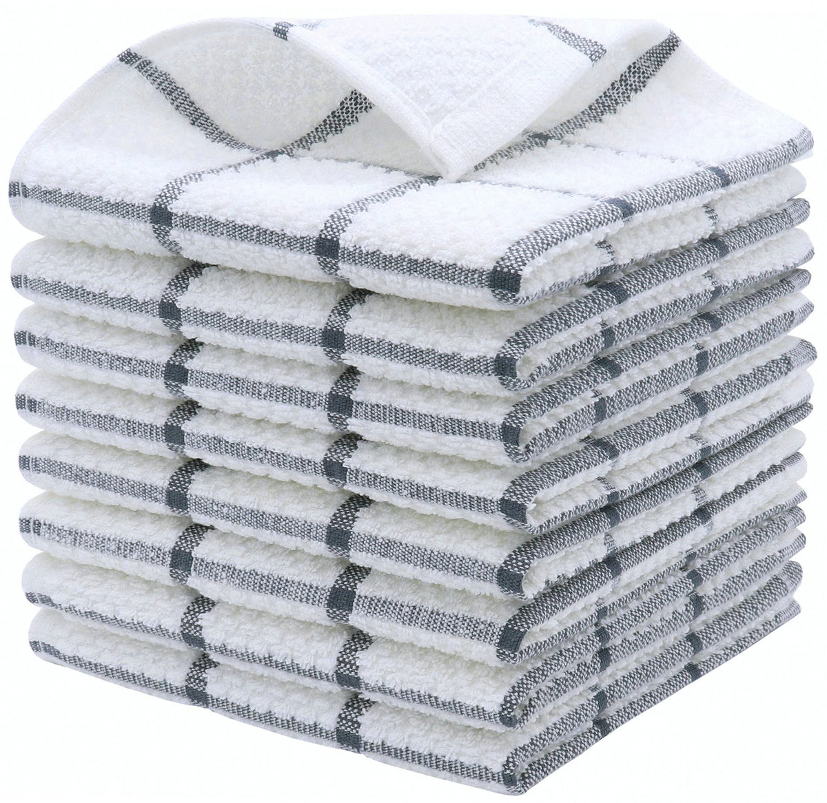 Cotton Dish Towels for Kitchen, Dish Rags, 12 x 12 Inches, 8pc, Grey