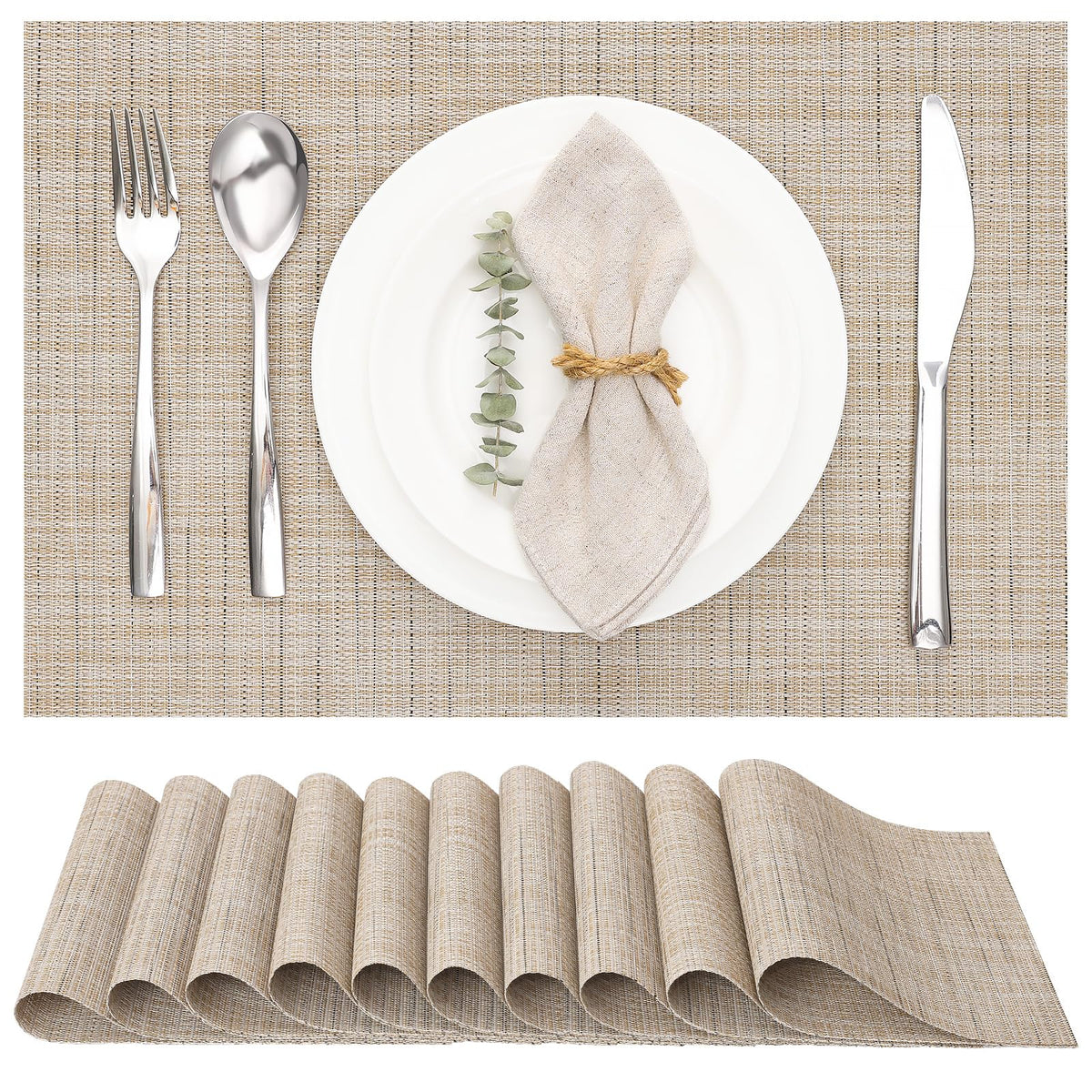Myir JUN Black Placemats Set of 8 Kitchen and Dining Table Placemats