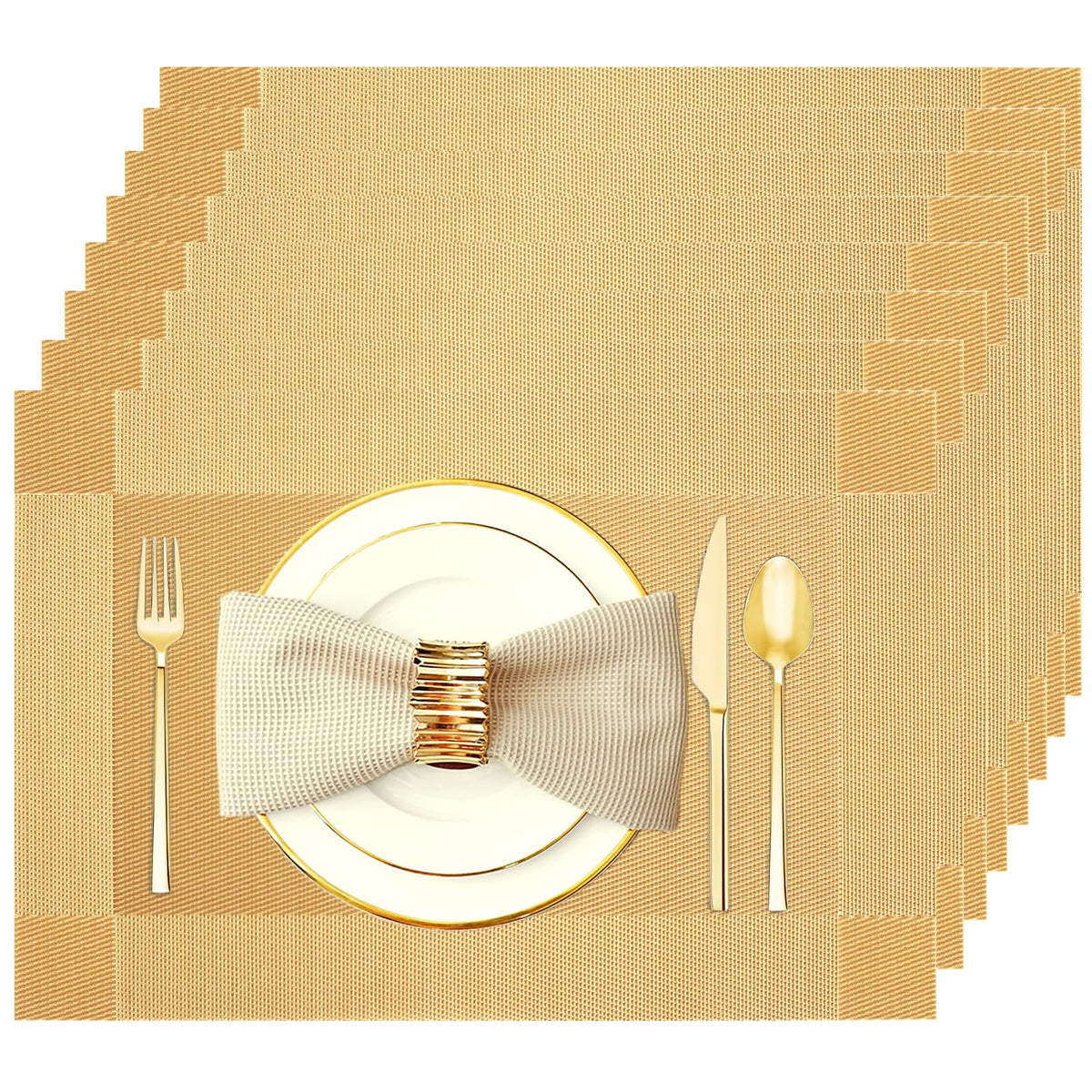Silver Grey Vinyl Placemats Set of 6, Heat Resistant Table Placemats