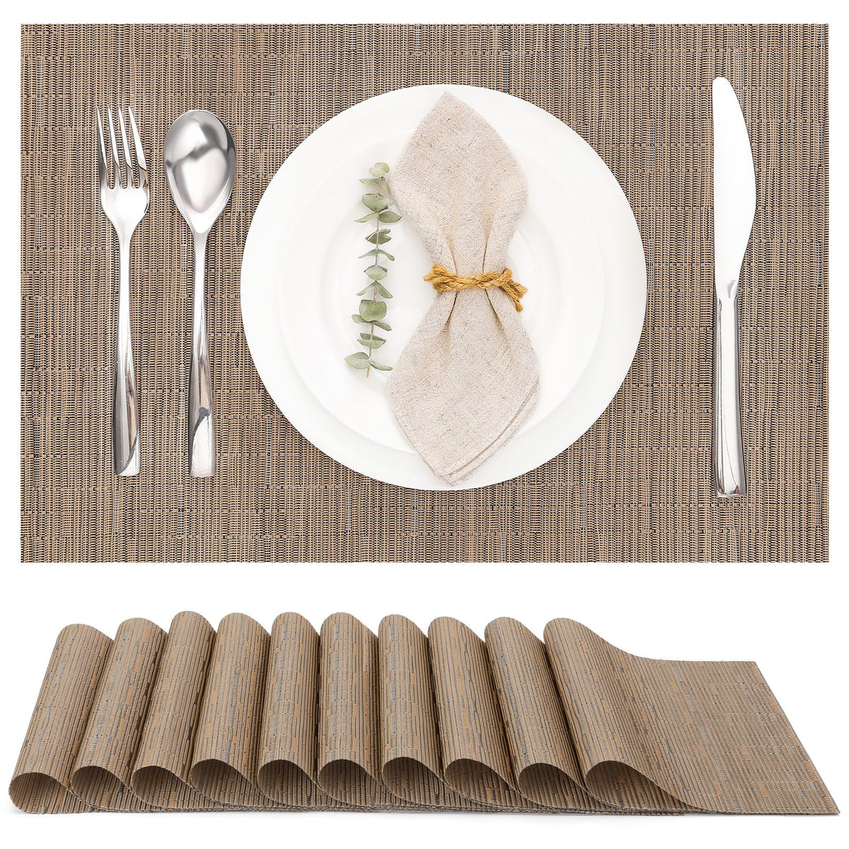 Myir JUN Black Placemats Set of 8 Kitchen and Dining Table Placemats
