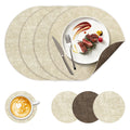 NCUE 13" Faux Leather Round Placemats Set of 6, Reversible Dual-Color