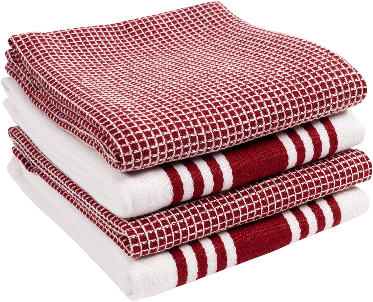 KAF Home Kitchen Towels, Set of 4 Absorbent, Durable and Soft Towels | Perfect for Kitchen Messes and Drying Dishes, 18 x 28 – Inches, Wine