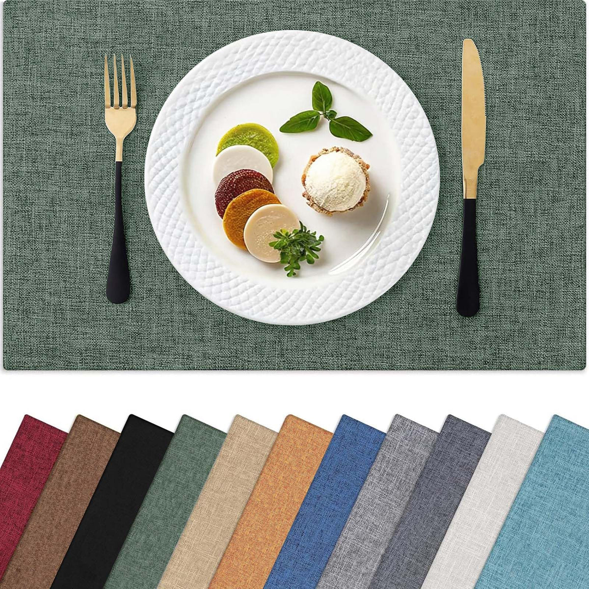 Homaxy Cloths Placemats for Dining Table Set of 6, 13" x 19", Flaxen
