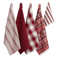 DII Assorted Pattern Kitchen Dishtowels and Dishcloth Set of 5, Parsley Green