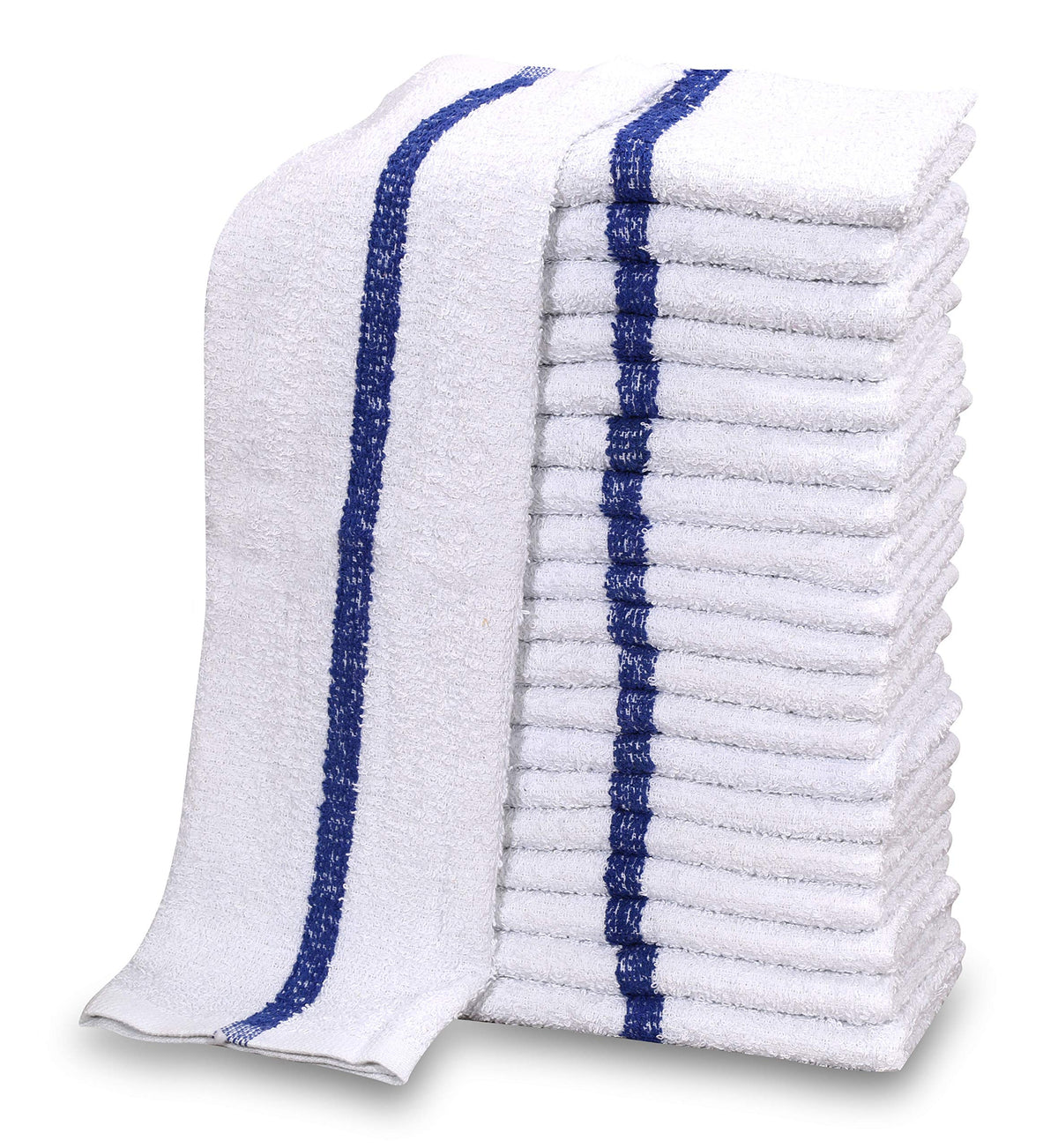 12 PC New Cotton Blend White Restaurant Bar Mops Kitchen Towels (1 Dozen) (12, Gold Stripe)