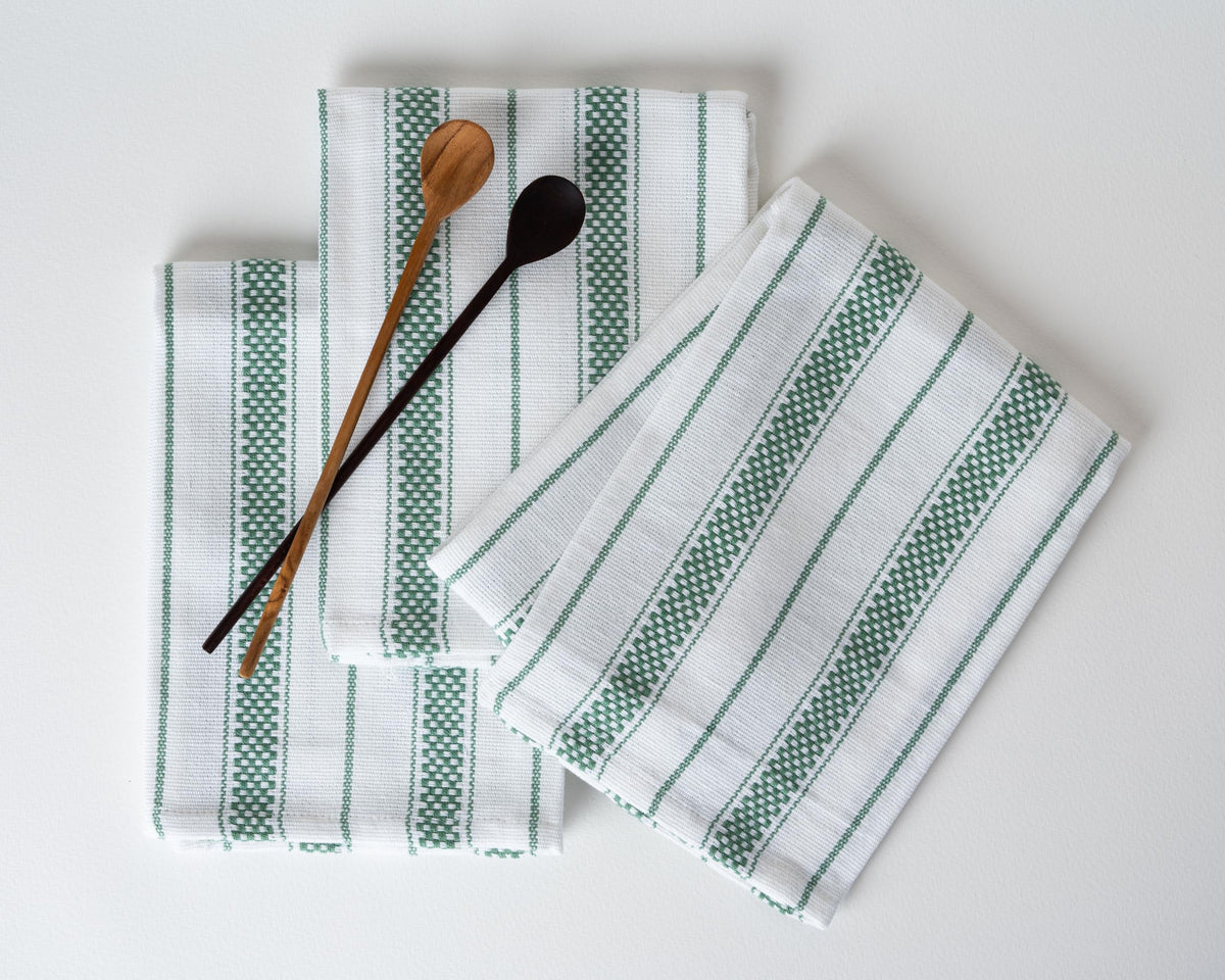 Kitchen Towels Set – Pack of 6 (20’’ x 30’’) Extra Large Premium Cotton Dish Towels for Kitchen – Chain Stripe Towels – Absorbent – 100% Cotton – with Hanging Loop – Beige