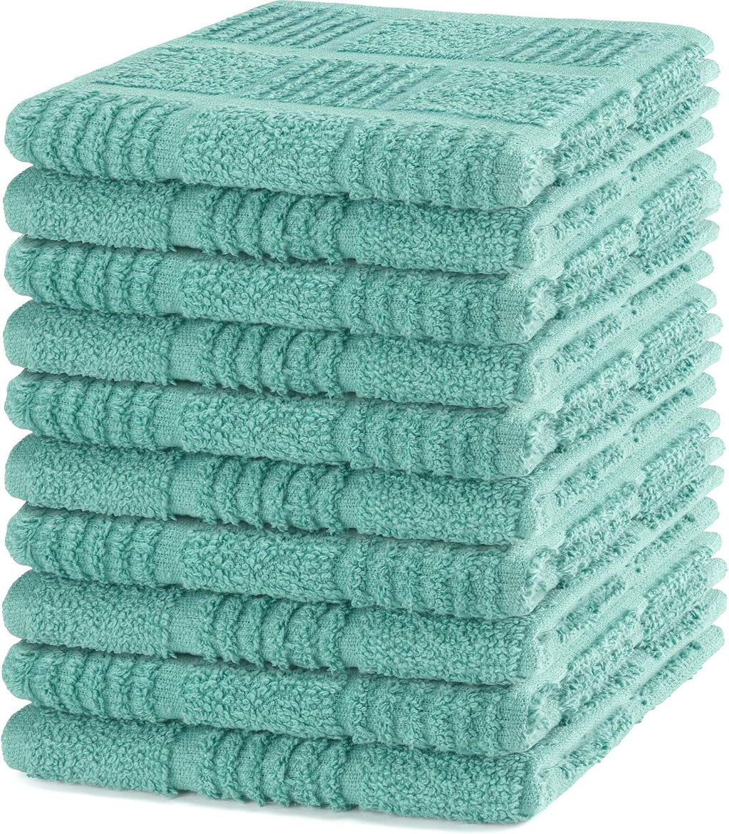 DecorRack 100% Cotton Dish Cloths 12x12 in, Mint (Pack of 10)