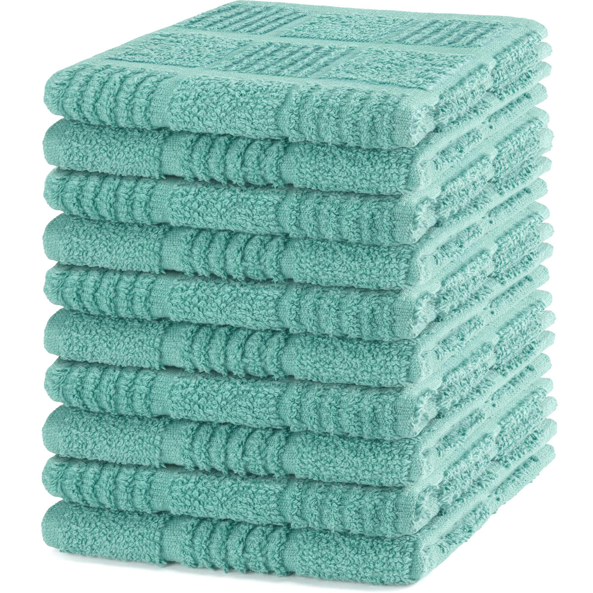 DecorRack 100% Cotton Dish Cloths 12x12 in, Mint (Pack of 10)
