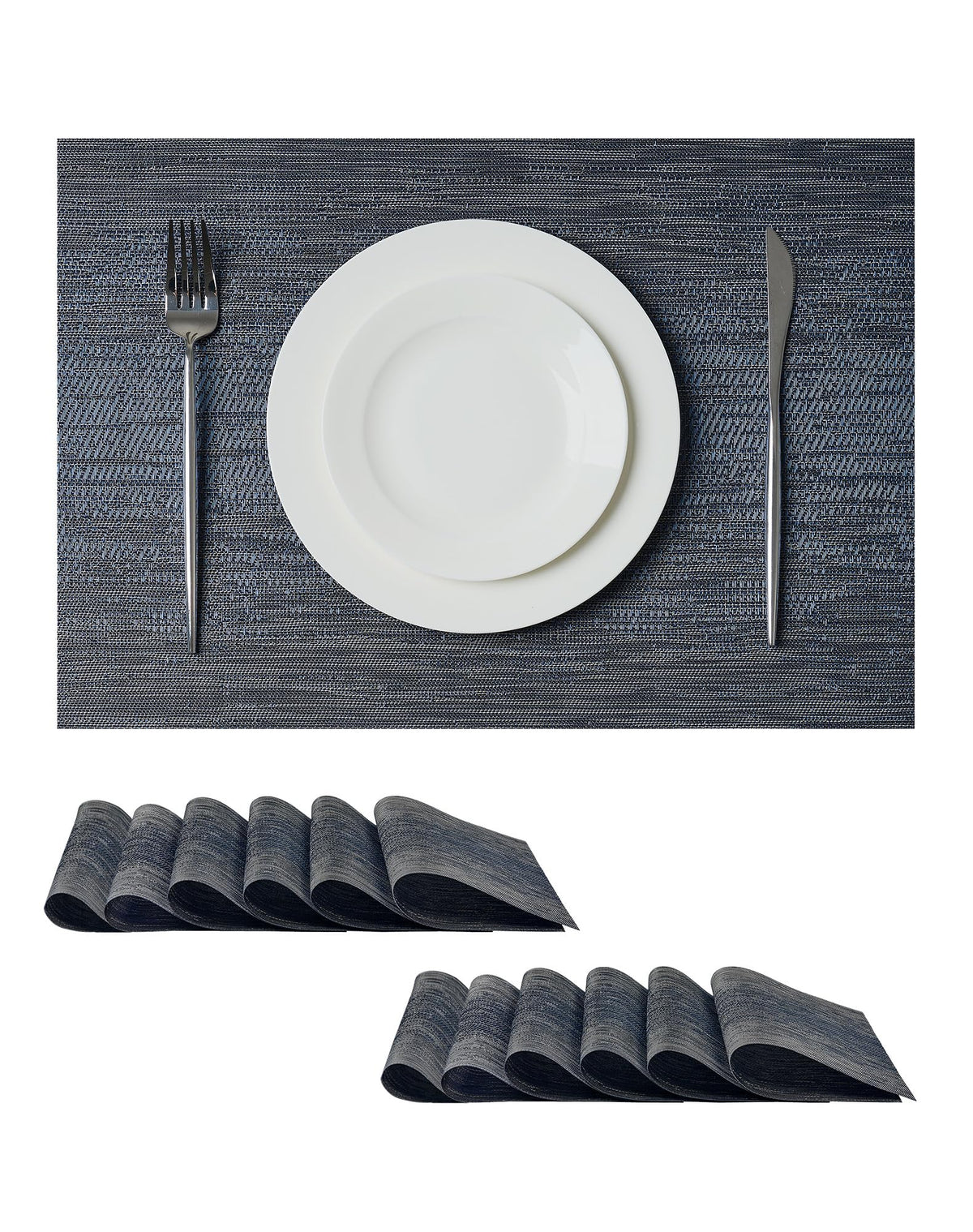 Beige Placemats Set of 6 - Heat-Resistant, Non-Slip Table Mats, Washable Woven Vinyl for Indoor & Outdoor Dining