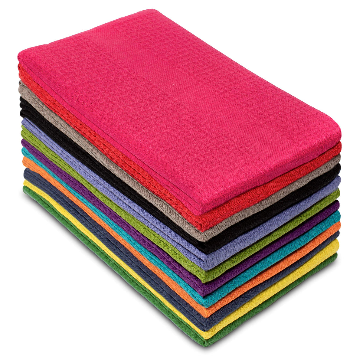 COTTON CRAFT Salsa Stripe Kitchen Towels - 12 Pack 100% Cotton Dish Cloth