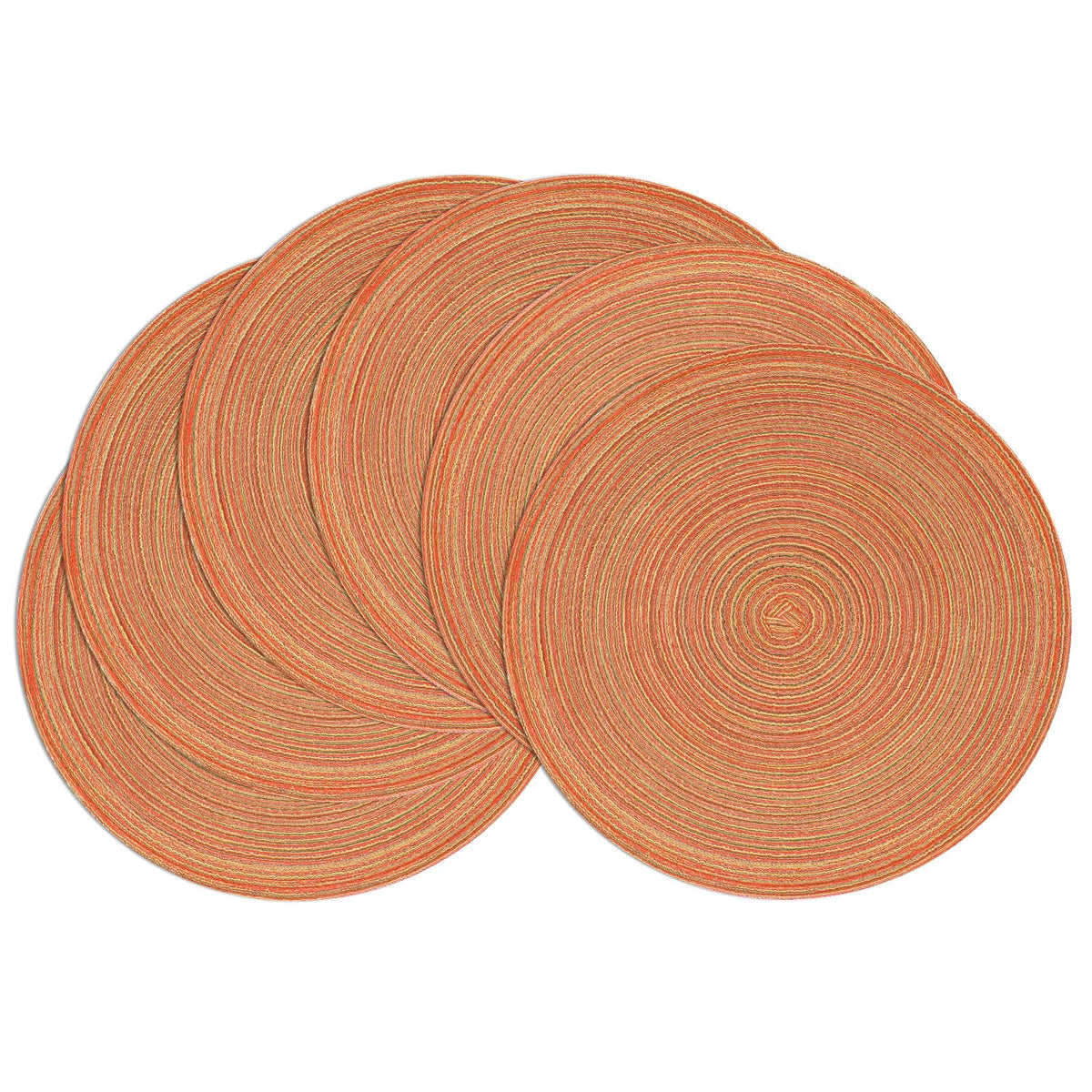 SHACOS Round Braided Placemats Set of 4 Washable Place Mats for Dining Tables 15 inch Non Slip Kitchen Table Mats (Beige, 4)