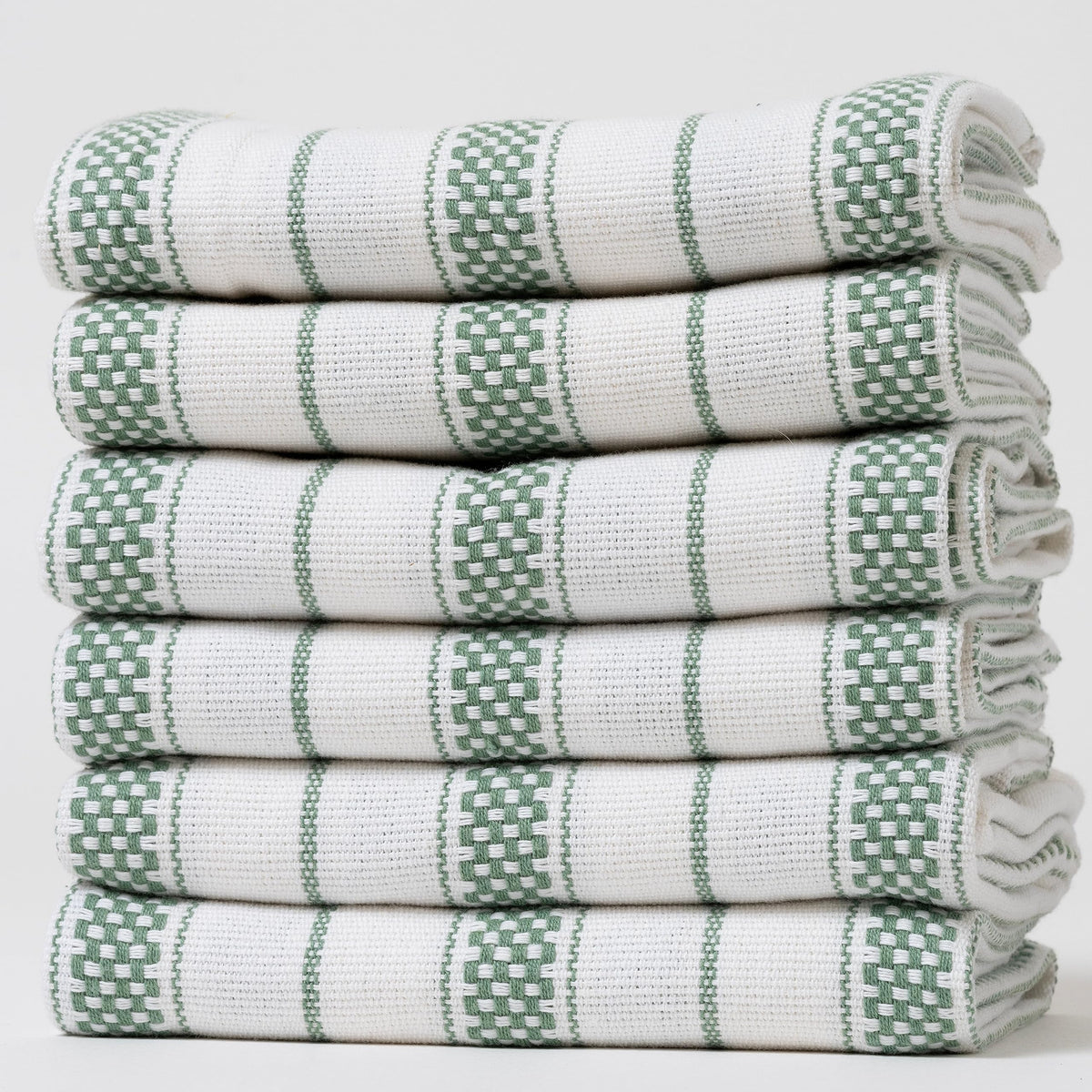 Kitchen Towels Set – Pack of 6 (20’’ x 30’’) Extra Large Premium Cotton Dish Towels for Kitchen – Chain Stripe Towels – Absorbent – 100% Cotton – with Hanging Loop – Beige