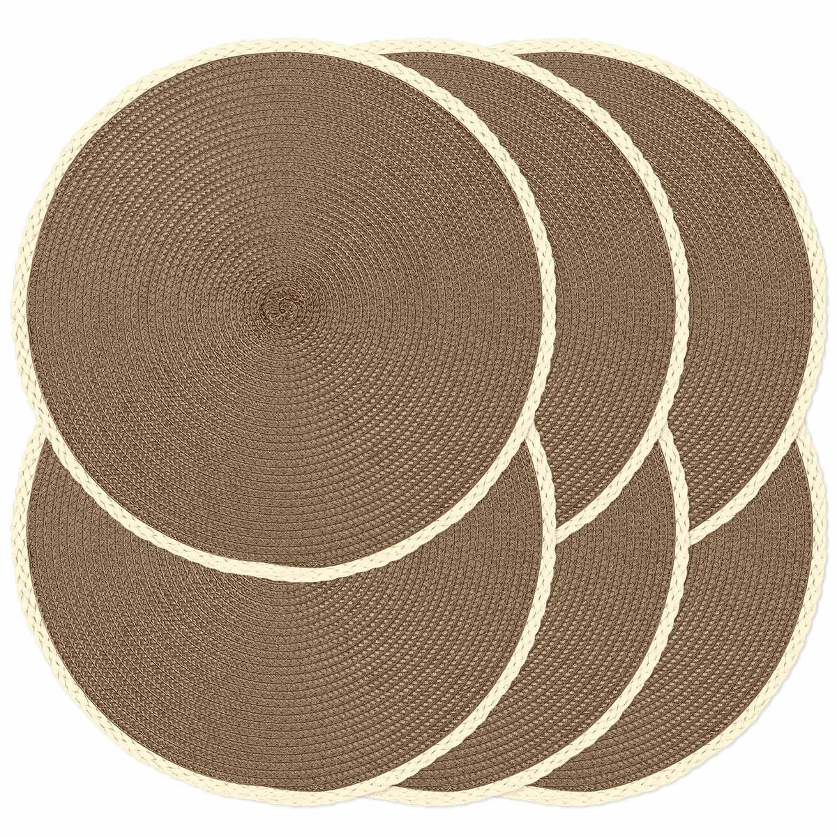 Round Placemats Set of 4, Woven Table Mats, Thin Edge, Black
