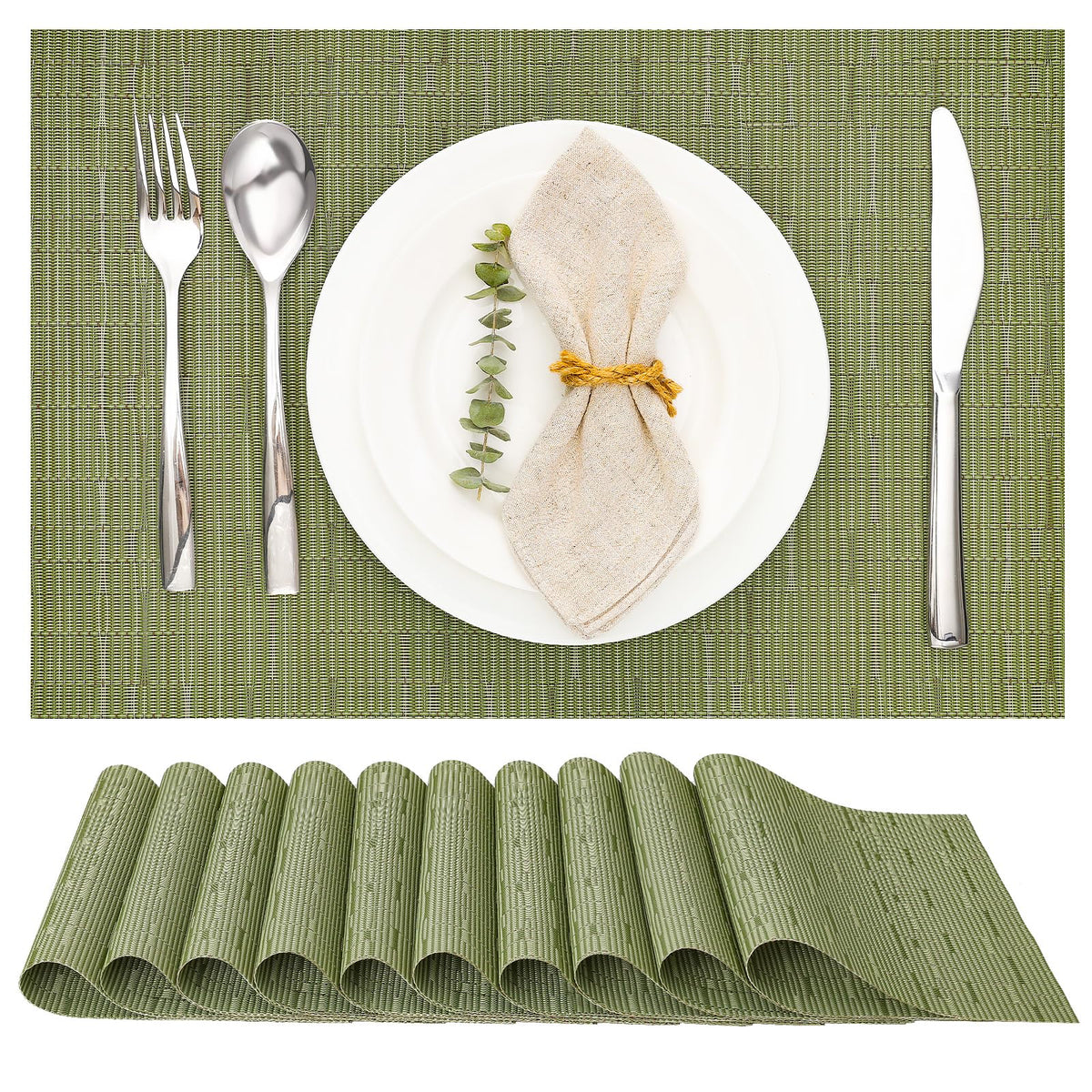 Myir JUN Black Placemats Set of 8 Kitchen and Dining Table Placemats