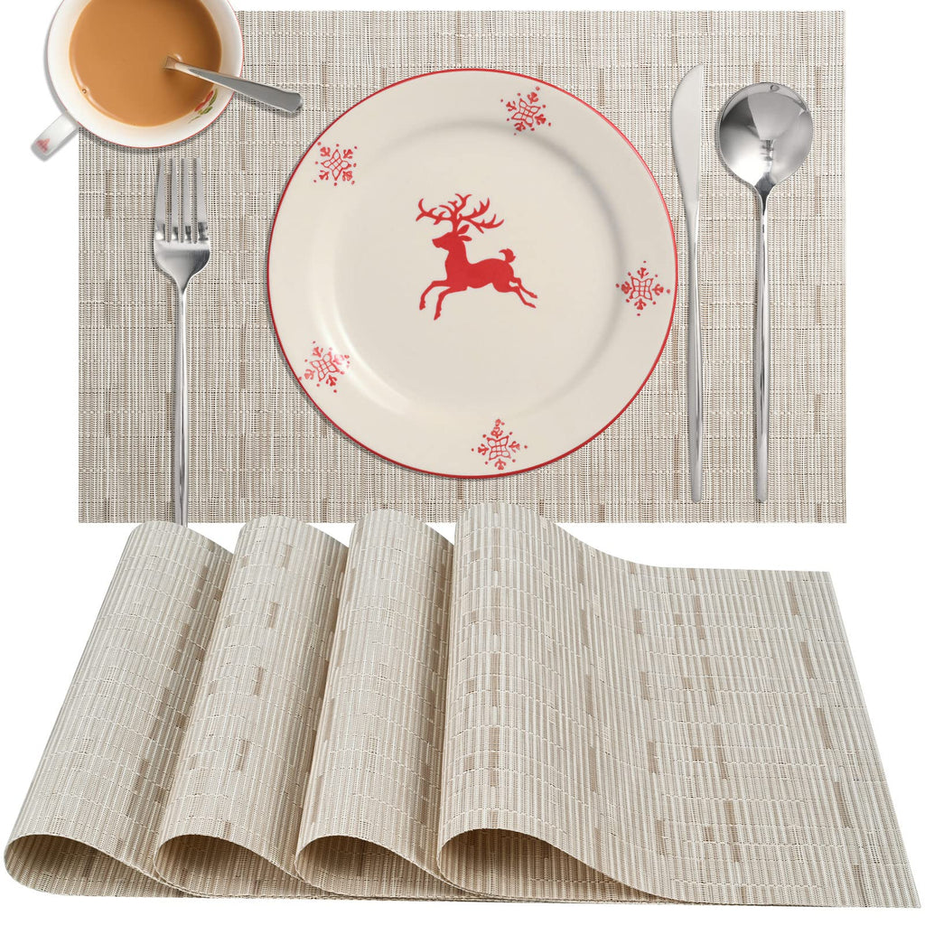 Zupro Pink Placemats Set of 4 Woven PVC 18"x12" for Indoor Outdoor Usage