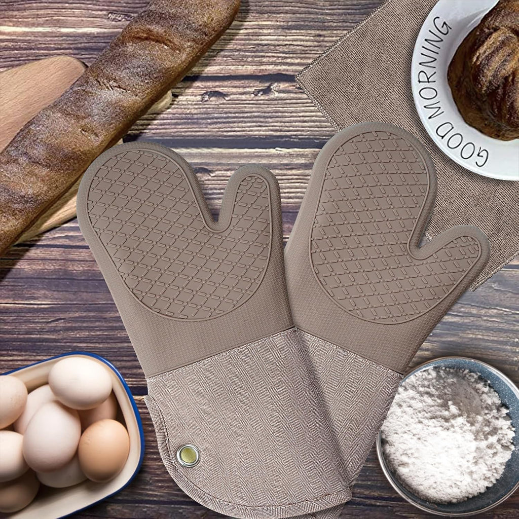 Professional Microwave Silicone Oven Mitts one Pair, Kitchen Mitten Set