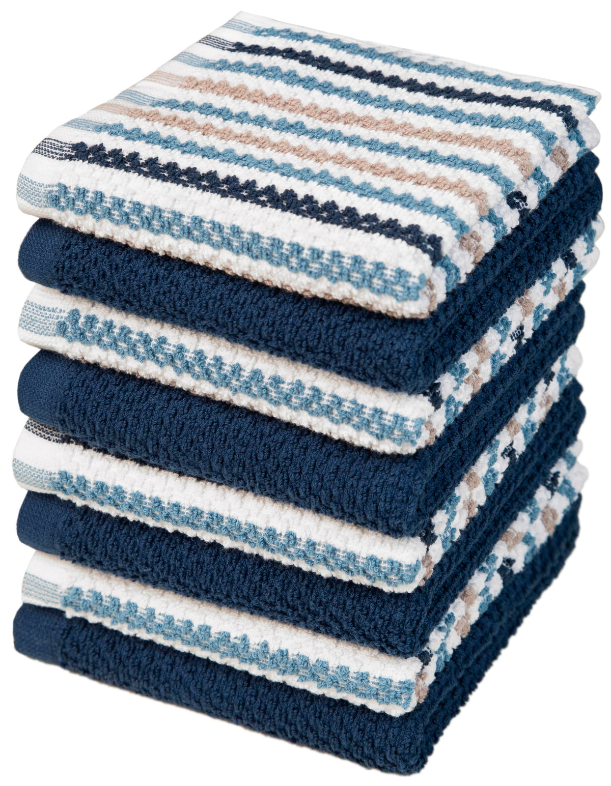 Bumble Kitchen Towels 6 Pack 100% Cotton 16"x26" - Tan Wide Stripe