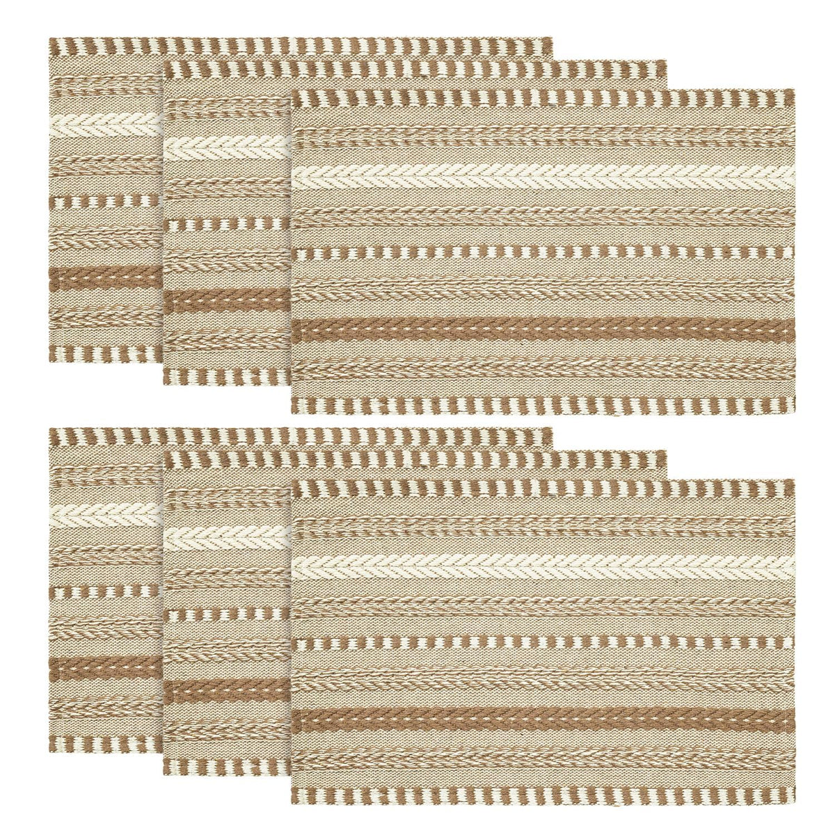Artoid Mode Caramel Woven Braided Stripe Placemats Set of 4-12x18 Inch