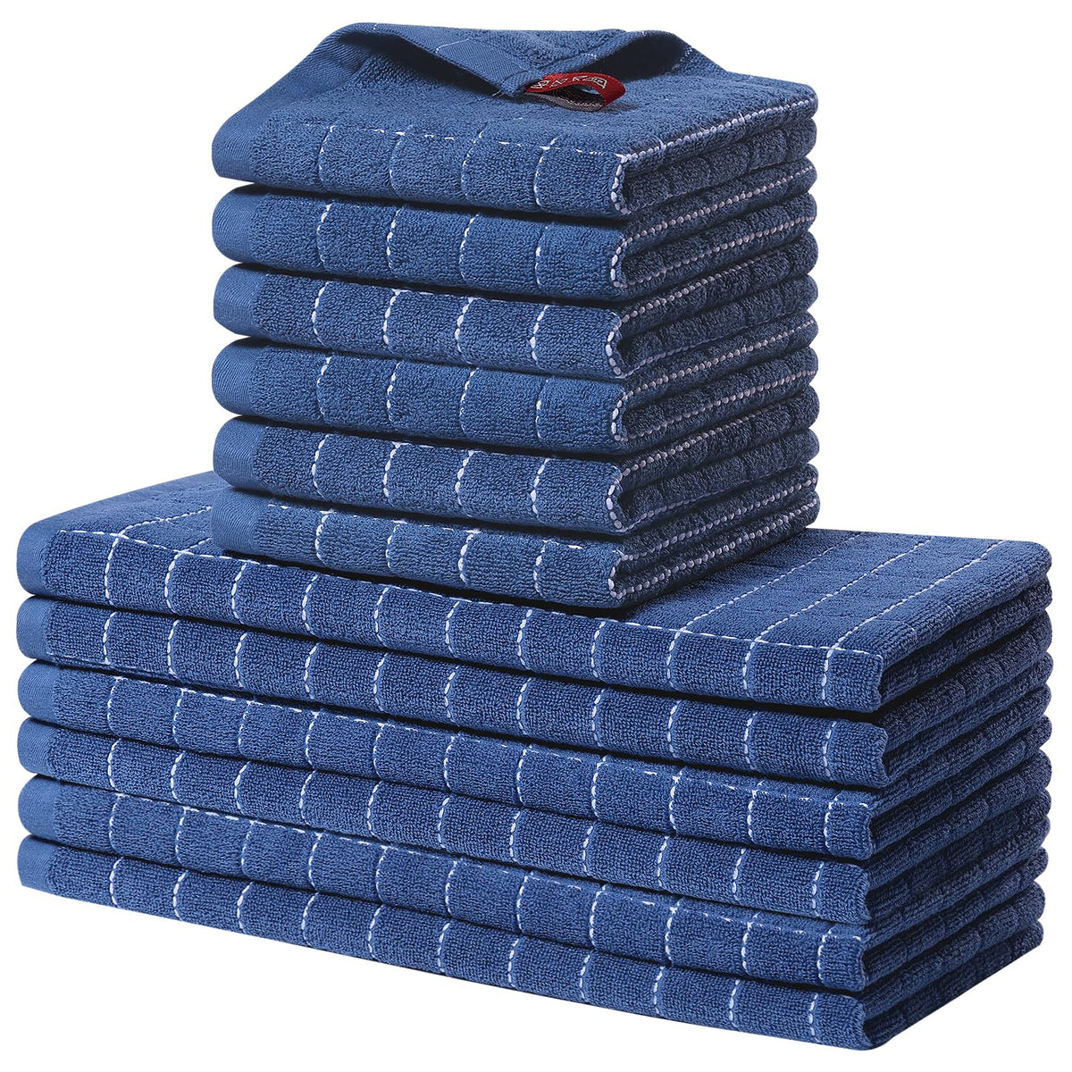 Homaxy Cotton Terry Kitchen Towels and Dishcloths Set of 8, Black