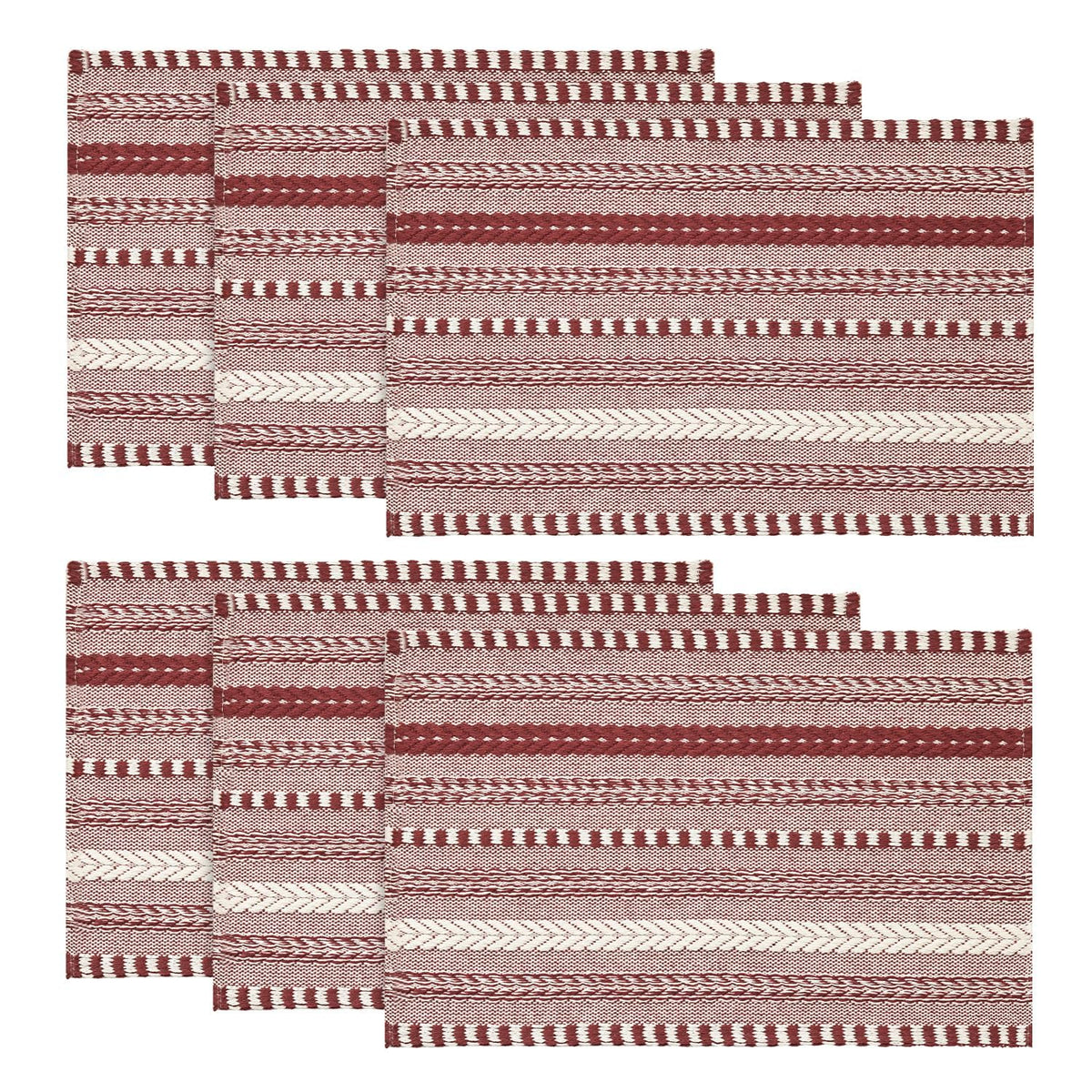 Artoid Mode Caramel Woven Braided Stripe Placemats Set of 4-12x18 Inch