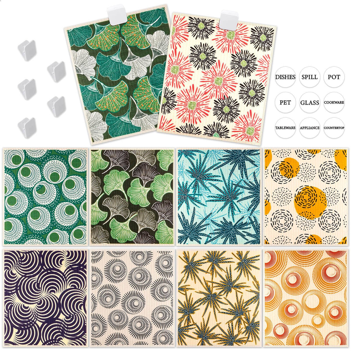 Lucomb Swedish Dish Cloths for Kitchen | 6-Pack Super Absorbent Washable Cleaning Cloths Reusable Paper Towels| Quick-Drying Sponge Wipes No Odor for Party Home Housewarming Kitchen Cleaning