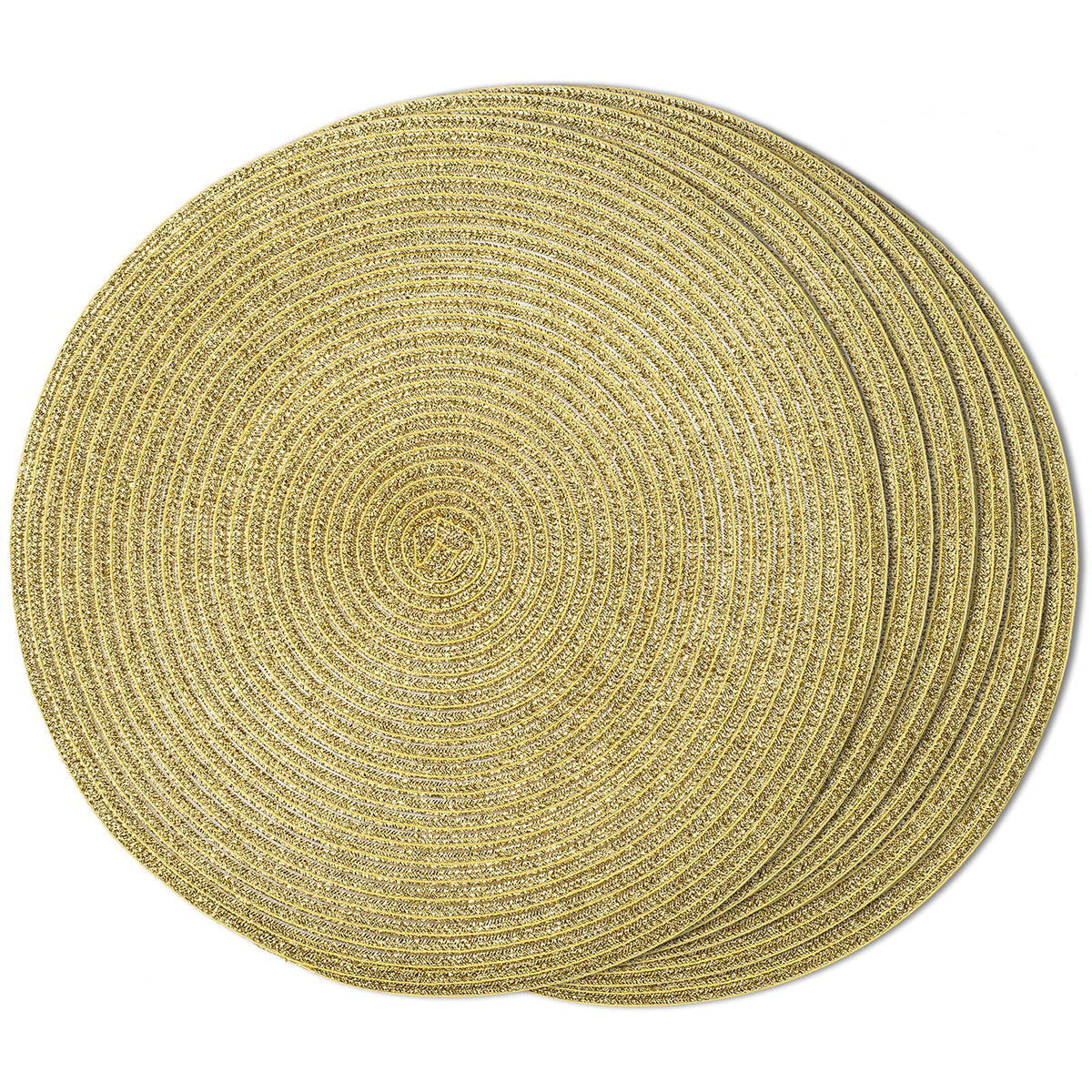 FunWheat Round Braided Placemats Set of 6 Table Mats for Dining Tables Woven Washable Non-Slip Place mats 15 in(Blue, 6pcs)