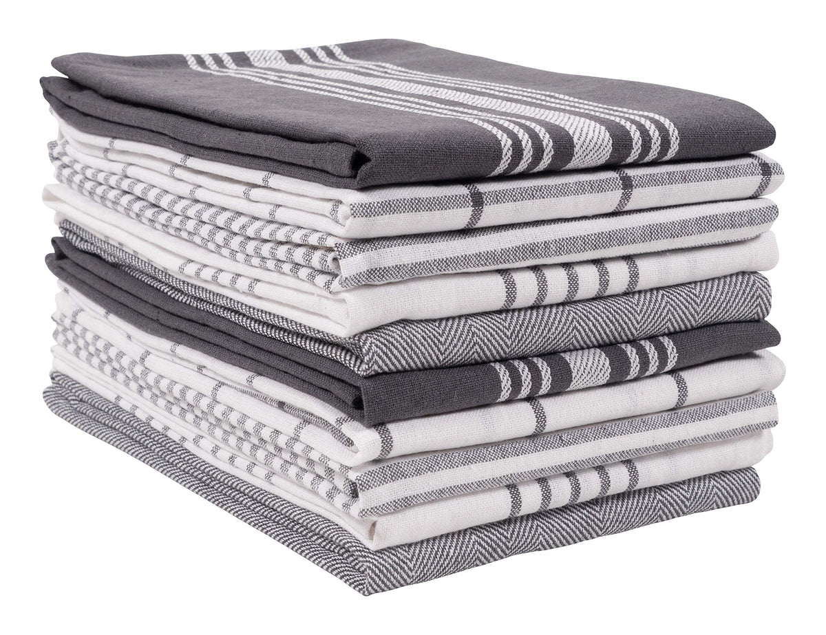 KAF Home Soho Kitchen Dish Towels - Set of 10, 18 x 28 Inch (Gray)